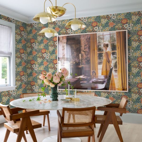 Karina Wildflower Garden Vinyl Wallpaper Green Fine Decor